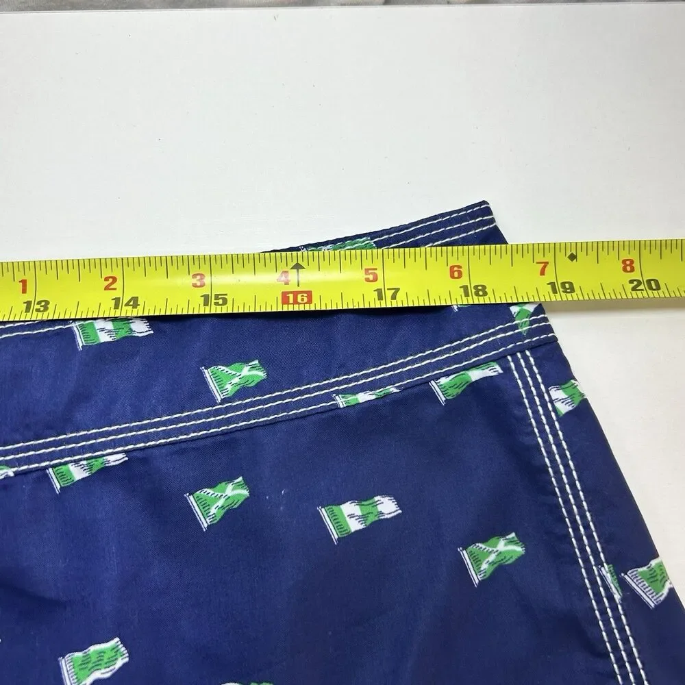 Polo Ralph Lauren Mens Size 36 Nautical Print Blue Green Swim Trunks BoardShorts